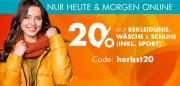 F&uuml;r 2 Tage 20% Rabatt auf Mode, W&auml;sche, Schuhe und Sport im Galeria Karstadt Kaufhof Shop