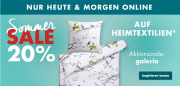 F&uuml;r nur 2 Tage 20% Rabatt auf Heimtextilien im Galeria Karstadt Kaufhof Shop