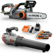 FUXTEC 20V Akku Garten-Set mit Kettens&auml;ge FX-E1KS20 + Laubbl&auml;ser FX-E1LB20 inkl. 2x Akku + Ladeger&auml;t