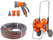 FUXTEC FX-WW-SET1 Gartenschlauch Set (50m) mit Schlauchwagen & Gartenbrause