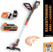 FUXTECFX-E1RT20 20V Akku Rasentrimmer inkl. Akku, Ladeger&auml;t und 20x Ersatzklingen