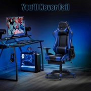 Gaming Stuhl mit Fu&szlig;st&uuml;tze, Kopfst&uuml;tze und Lendenkissen
