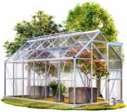 Gardebruk Alu Gew&auml;chshaus 380x190x195cm mit 4 Dachfenster und Regenrinne