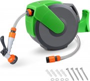 Gardebruk Wasserschlauchaufroller mit 20m + 2m Schlauch, Wandhalterung, Multifunktions-Handbrause