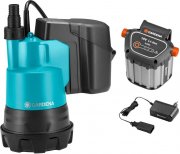 Gardena 2000/2 Li-18 Set Akku Klarwasser Tauchpumpe inkl. Li-Ion Akku und 18V Ladeger&auml;t