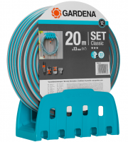 GARDENA Wandschlauchhalter mit Classic Schlauch 20 Meter, Anschl&uuml;ssen und Spritze