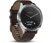 Garmin vivomove HR Premium Silber/Schwarz mit dunkelbraunem Lederarmband