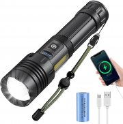 GARRAS 3000 Lumen LED Taschenlampe wiederaufladbar inkl. mit 3400 mAh Akku