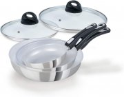 Genius Cerafit 5-teiliges Keramikpfannen Set 20 24 28 cm mit Glasdeckel f&uuml;r alle Herdarten