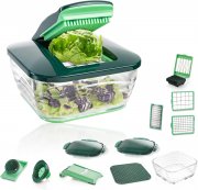 Genius Nicer Dicer Chef 18-teiliger Gem&uuml;seschneider mit Glassch&uuml;ssel