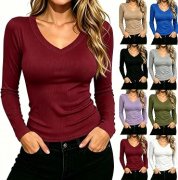 Geripptes Langarmshirt f&uuml;r Damen im Angebot