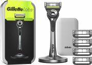 Gillette Labs Nassrasierer mit Reinigungs-Element + Reise-Etui + 5 Rasierklingen