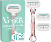 Gillette Venus Deluxe Smooth Sensitive Damenrasierer + 3 Rasierklingen mit 5-fach Klinge