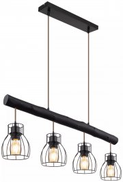 Globo Lighting Mina 15326-4NB H&auml;ngeleuchte Metall Holz ca. 14x140x83 cm