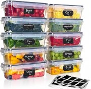 Goldeluxe 10 x 1L Frischhaltedosen mit Deckel, luftdicht, stapelbar, BPA-frei, ideal f&uuml;r Gefrierer, 
