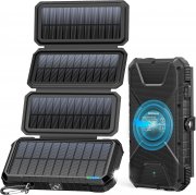 GOODaaa 26800mAh 15W Solar Powerbank mit QI-Ladung und LED-Taschenlampe