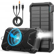 GOODaaa 26800mAh Wireless Solar Powerbank mit Qi Ladestation