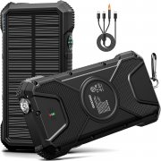GOODaaa 3-in-1 26800mAh Wireless Solar Powerbank mit Qi Ladefunktion