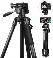 GooFoto 58 Inch Profi Aluminium-Kamerastativ mit Tragetasche und Telefonclip