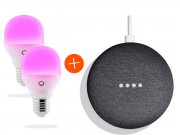 Google Home Mini Intelligenter Lautsprecher + 2x LIFX Mini Colour Lampen
