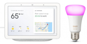 Google Nest Hub Smart Display mit Sprachsteuerung + Philips Hue White&Color E27 Bluetooth LED Lampe