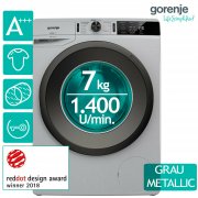 Gorenje WE74S3PA W Frontlader Waschmaschine A+++ 1.400 U/min. grau metallic