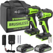 Greenworks 24V Kombo-Kit mit Akkuschrauber 35 N.m und Schlagschrauber 220N.m