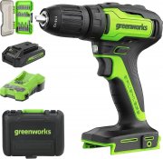 Greenworks 35 Nm Akku-Bohrschrauber und 20tlg Schrauber Set
