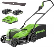 Greenworks Brushless Akku-Rasenm&auml;her 2 x 24V mit Heckenschere 2*2Ah Akku Kit
