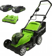 Greenworks G24X2LM41K2X Akku Rasenm&auml;her inkl. 2Ah-Akkus und Doppelladeger&auml;t