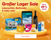 Gro&szlig;er Lager Sale mit bis zu 89% Rabatt auf Lebensmittel, Multimedia und vieles mehr bei Netto