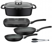 GSW Pfannen-Set Gourmet Granit 5-tlg. in schwarz, gelb oder rot