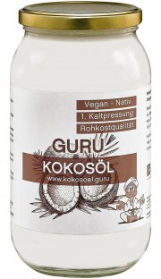 Guru Kokos&ouml;l nativ und naturrein,Bio Qualit&auml;t- 1. Kaltpressung, Rohkost, Vegan, Bio-Kokosfett, 1 l