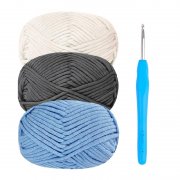 H&auml;kelgarn & Nadel Set (3x 50g) in Blau f&uuml;r nur 7,30&euro;