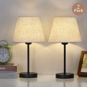 HAITRAL 2er-Set Tischlampen mit Stoffschirm
