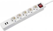 Hama 5-fach Schuko und 2-fach USB Ladebuchsen Steckdosenleiste mit Kippschalter