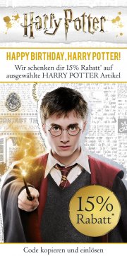 HAPPY BIRTHDAY HARRY - 15% auf Harry Potter Merch!