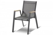 HARTMAN Aruba Stapelsessel, xerix/anthrazit, Alu/Textilene, mit Armlehnen aus Teak f&uuml;r 99,90&euro;