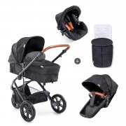 Hauck Pacific 3 Shop n Drive Caviar Dreirad Kombi Kinderwagen inkl. Babywanne und Autositz