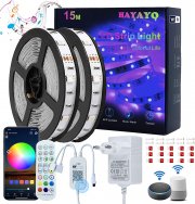 &lrm;HAYAYO 15 Meter Smart WiFi LED RGB Strip mit Alexa Google Assistant und Musik Sync
