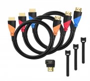 HDMI Kabel 3 Pack 1.8m (L) mit 90 Grad Winkel Adapter, 3 Kabelbinder, High Speed f&uuml;r 4K 3D