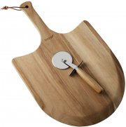 hecef Holz Pizza Paddel mit langen Griff und Pizzaschneider