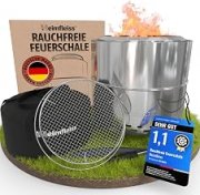 Heimfleiss&reg; Rauchfreie Feuerschale Edelstahl &Oslash;50cm mit Grillrost f&uuml;r 124,98&euro; | 90-Tage-Bestpreis!