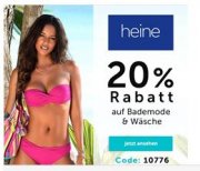 Heine.de: 20% Rabatt auf Bademode & W&auml;sche mit Gutscheincode 10776