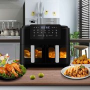 LLIVEKIT Hei&szlig;luftfritteuse mit 2 Schubladen und Sync Cook & Sync Finish Funktion