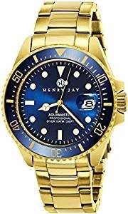 Henry Jay "Specialty Aquamaster" Herren Edelstahlarmband Professionelle Taucheruhr
