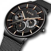 Herren Uhr, LIGE Edelstahl Wasserdicht Sport Analog Quarzuhr