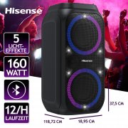 Hisense Party Rocket 160 2.0 Kanal 160 Watt Bluetooth Partylautsprecher mit Karaoke Modus