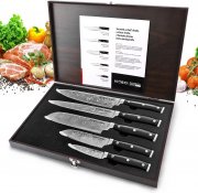 HOBO Profi Santoku Edelstahl K&uuml;chenmesserset 5 teilig