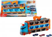 Hot Wheels GVG37 2-in-1 Rennbahn-Transporter zur Aufbewahrung mit 3 Fahrzeugen